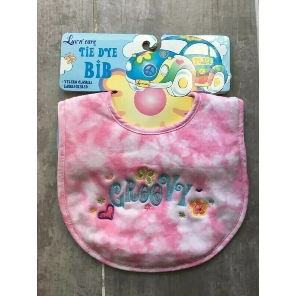 LUV N' CARE Tie Dye Bib Goovy Pink Hippie Baby NEW Cute Feeding Drool